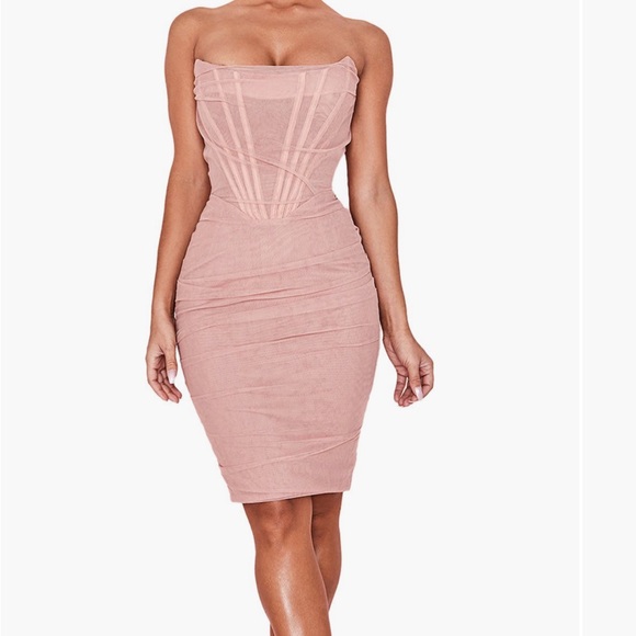 House of CB- Leila Mesh Strapless Corset Dress - Picture 6 of 7